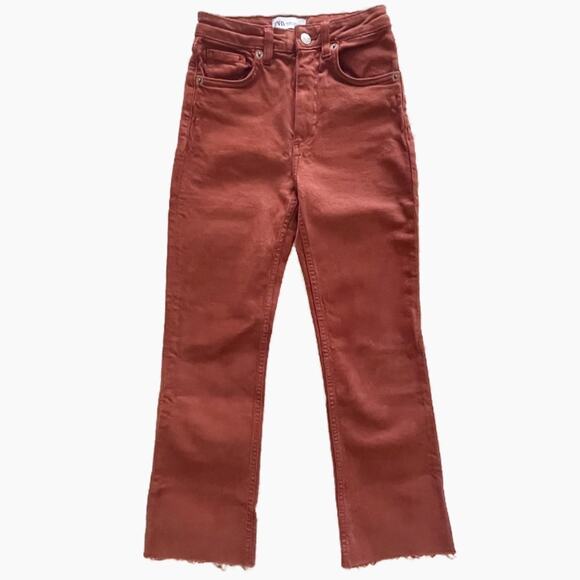 Zara Burnt Red Cropped Jeans - Picture 1 of 7